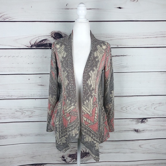Blu Pepper Pink & Gray Western Open Cardigan Small - Picture 2 of 8